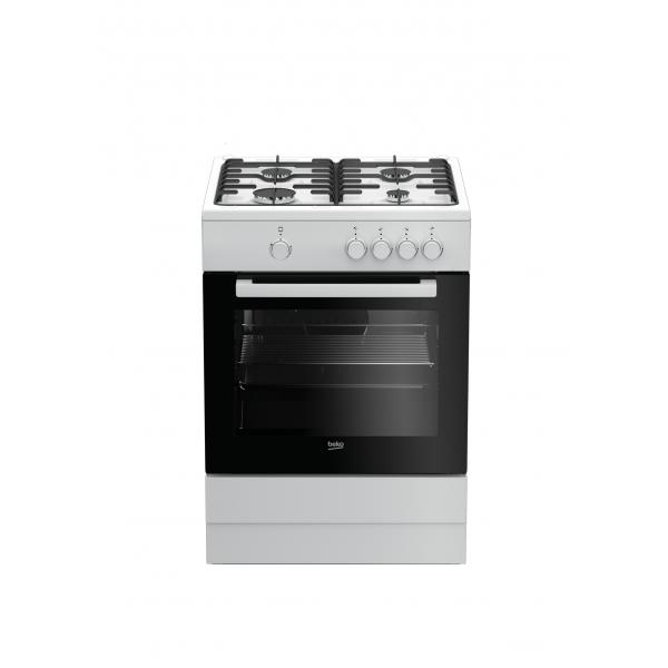 BEKO CUCINA A GAS 4 BRUCIATORI FORNO GAS 64LT 60x60 BIANCO FSG62000DW