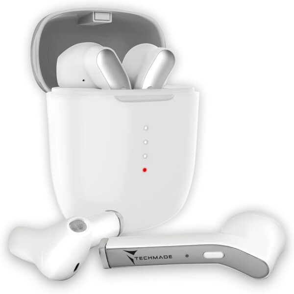 TECHMADE AURICOLARI BLUETHOOT CUSTODIA POWER BANK BIANCO