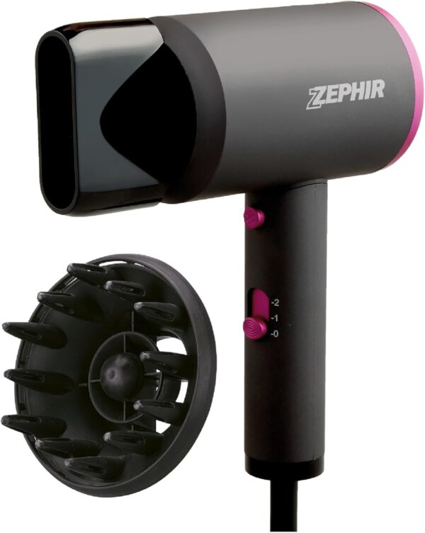 ZEPHIR ASCIUGACAPELLI DESIGN CON DIFFUSORE 2000W NERO/FUCSIA ZHB2000