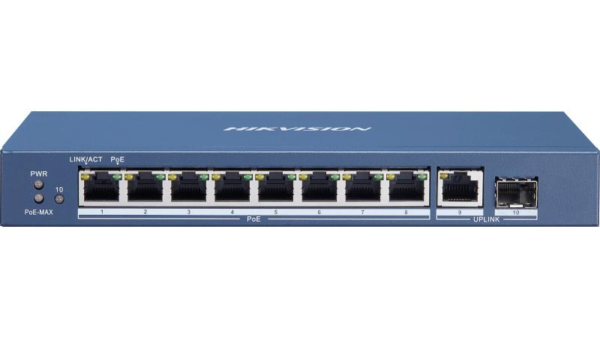 HIKVISION HUB SWITCH 8 PORTE POE +2 UPLINK GIGABIT DS-3E0510P-E/M