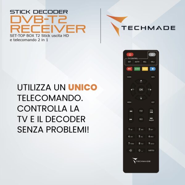 TECHMADE DECODER STICK DVB/T2 H265 TELEC. USB/HDMI/AV TM-TD-01