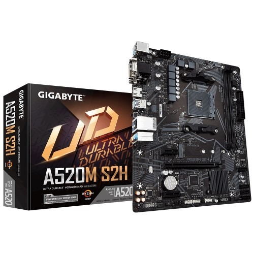 GIGABYTE MB AM4 A520M-S2H 2xDDR4 4xSATA RAID M.2 VGA/DVI/HDMI