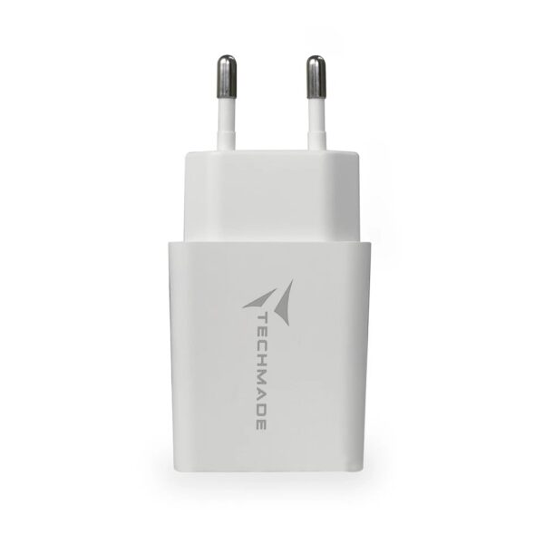TECHMADE ALIMENTATORE UNIVERSALE USB E TYPE C 20W FAST CHARGE BIANCO